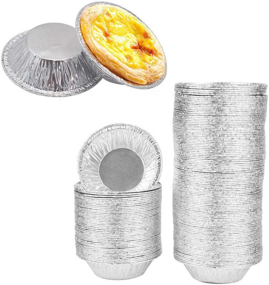 100-Pack Round Mini Pie Tart Molds - Disposable Aluminum Foil Pans for Baking and Cooking