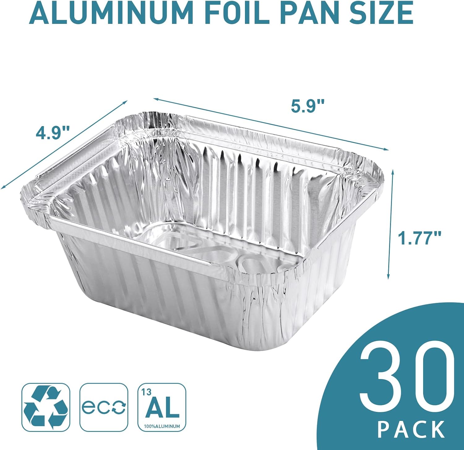 100 Pack XIAFEI 1LB Takeout Foil Pans with Lids - Disposable Aluminum Food Storage for Catering, Parties, Meal Prep - Recyclable Drip Pans for BBQ, Freezer, Potluck - 5.5"x4.5"x1.57