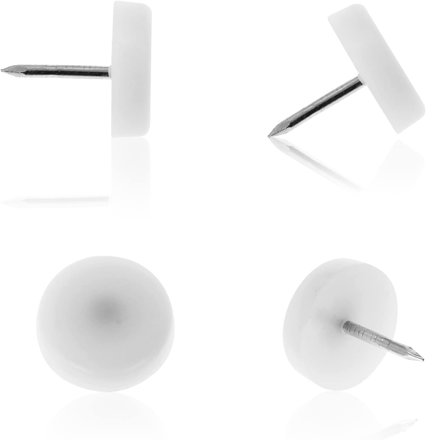 100 PCS 18mm Nylon Chair Glides for Wood Floors - White Plastic Furniture Sliders for Chair Legs - Furniture Pads for Hardwood Floors