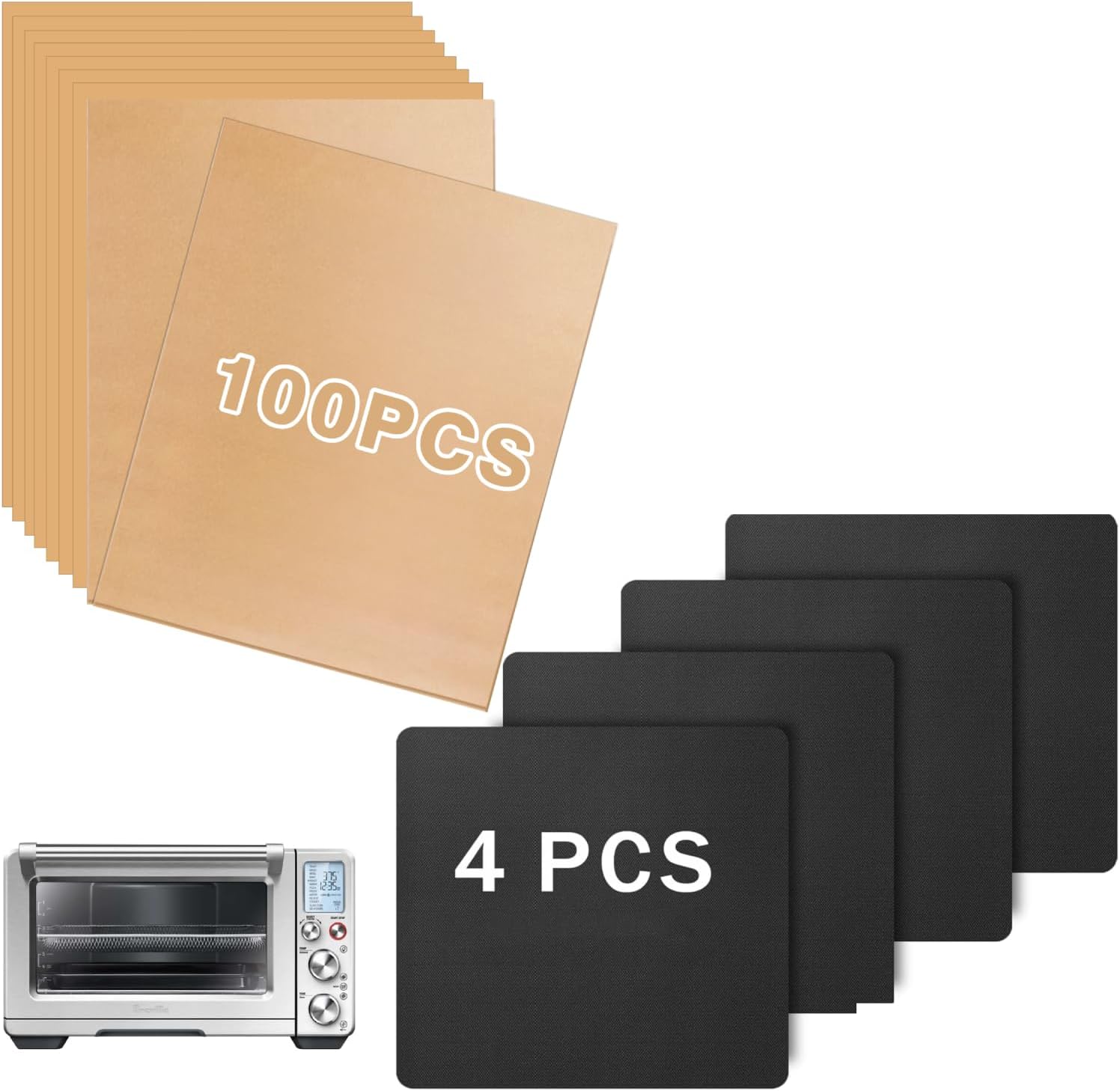 100 PCS Unbleached Air Fryer Liners for Breville BOV900BSS - Compatible with Breville the Smart Oven Air Fryer Pro, Includes 4 Oven Liners