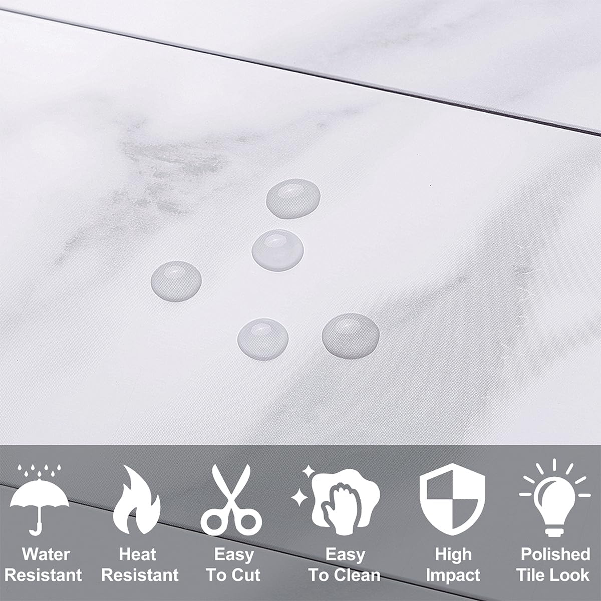 100-Piece Peel and Stick Backsplash Tiles - Polished White Marble Look, 3" x 6" PVC Tiles for Kitchen, Bathroom, Laundry Room, Fireplace - Easy Installation