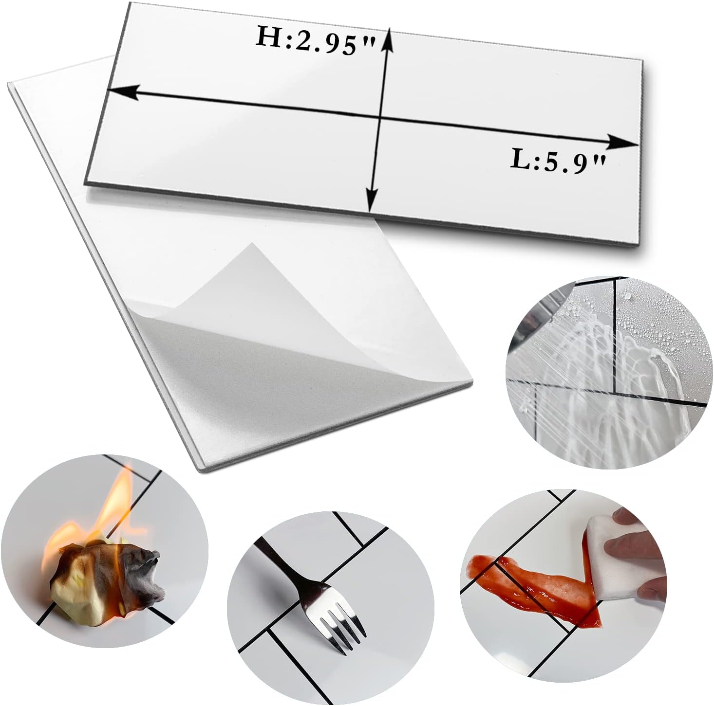 100-Piece Peel and Stick Backsplash Tiles - Polished White Marble Look, 3" x 6" PVC Tiles for Kitchen, Bathroom, Laundry Room, Fireplace - Easy Installation