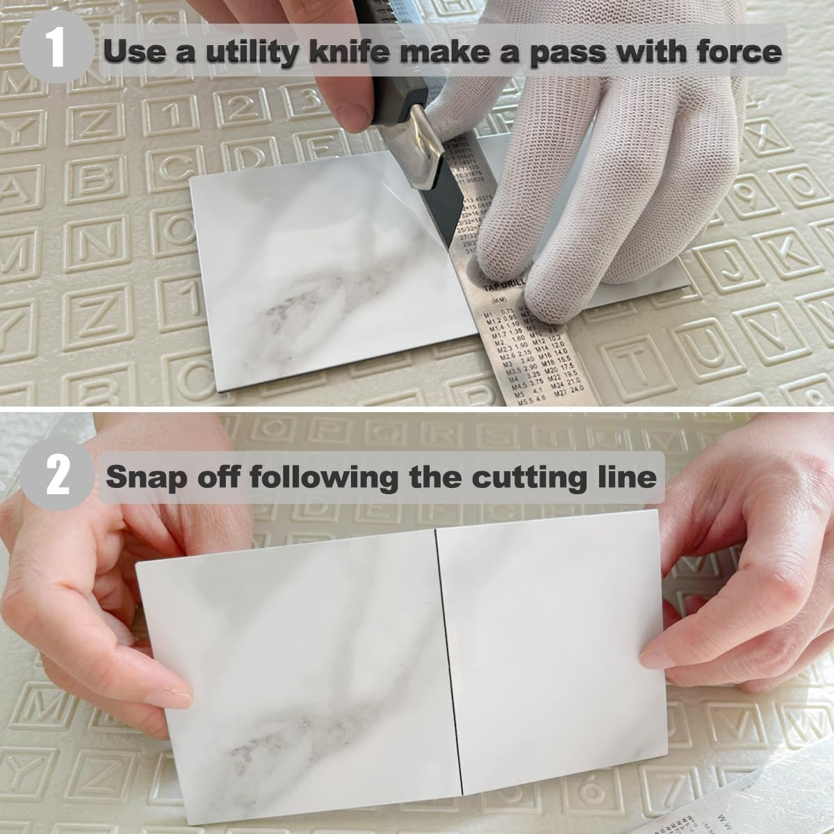 100-Piece Peel and Stick Backsplash Tiles - Polished White Marble Look, 3" x 6" PVC Tiles for Kitchen, Bathroom, Laundry Room, Fireplace - Easy Installation