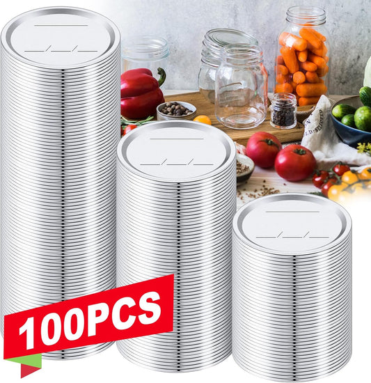100 Regular Mouth Canning Lids for Ball Kerr Jars - Leak Proof Airtight Seal, Rust Proof, Food Grade - 2.76in Jar Lids for DIY Canning