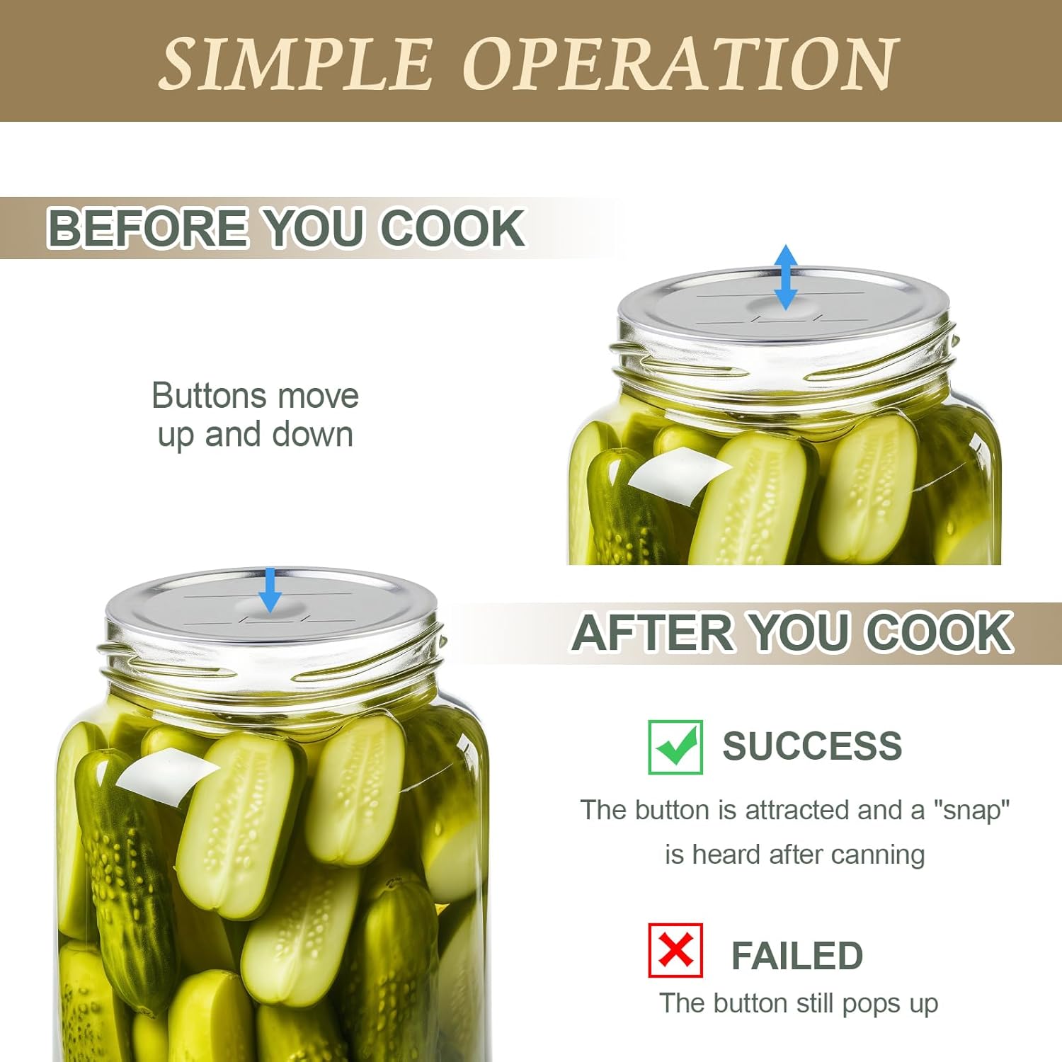 100 Regular Mouth Canning Lids for Ball Kerr Jars - Leak Proof Airtight Seal, Rust Proof, Food Grade - 2.76in Jar Lids for DIY Canning