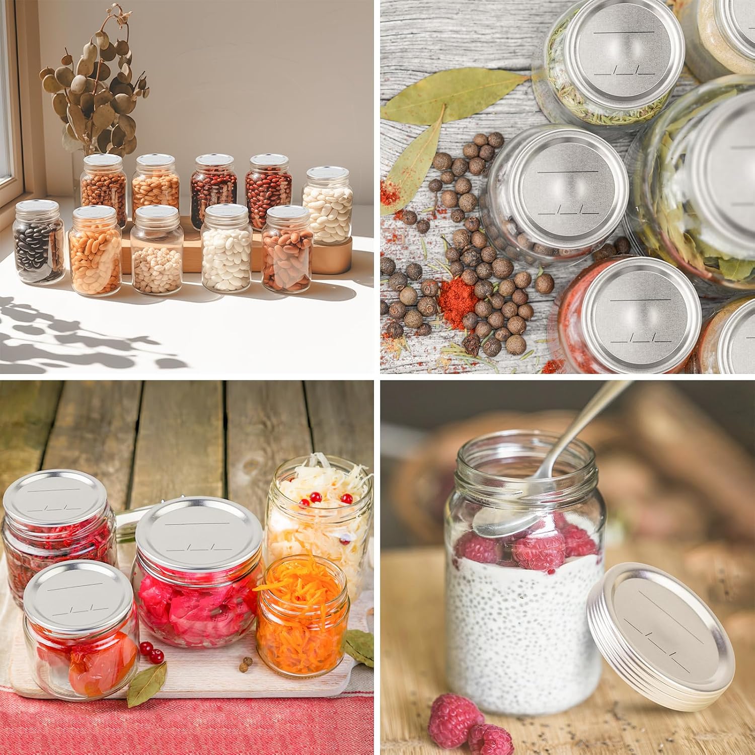 100 Regular Mouth Canning Lids for Ball Kerr Jars - Leak Proof Airtight Seal, Rust Proof, Food Grade - 2.76in Jar Lids for DIY Canning