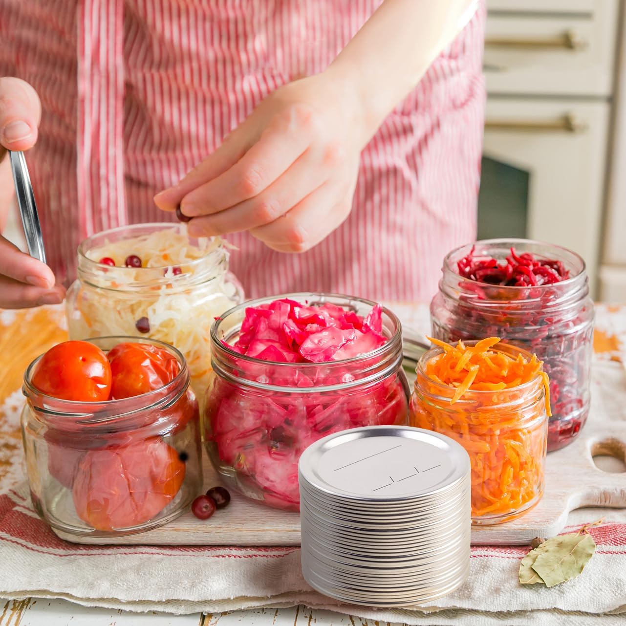 100 Regular Mouth Canning Lids for Ball Kerr Jars - Leak Proof Airtight Seal, Rust Proof, Food Grade - 2.76in Jar Lids for DIY Canning