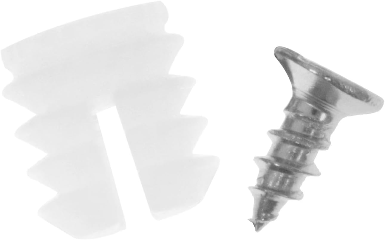 100 Sets Xhziy Plastic Hinge Dowel Inserts with M4x10 Screws - Cabinet Hinge Dowel Insert Tapping Screw Kit