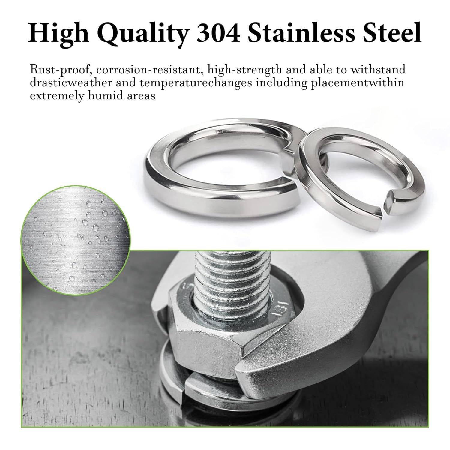 1000 Pack of Vifmy Spring Lock Washers Assortment Kit - Metric Split Lock Washer Set for Screws and Bolts, 304 Stainless Steel, M2-M12 Sizes