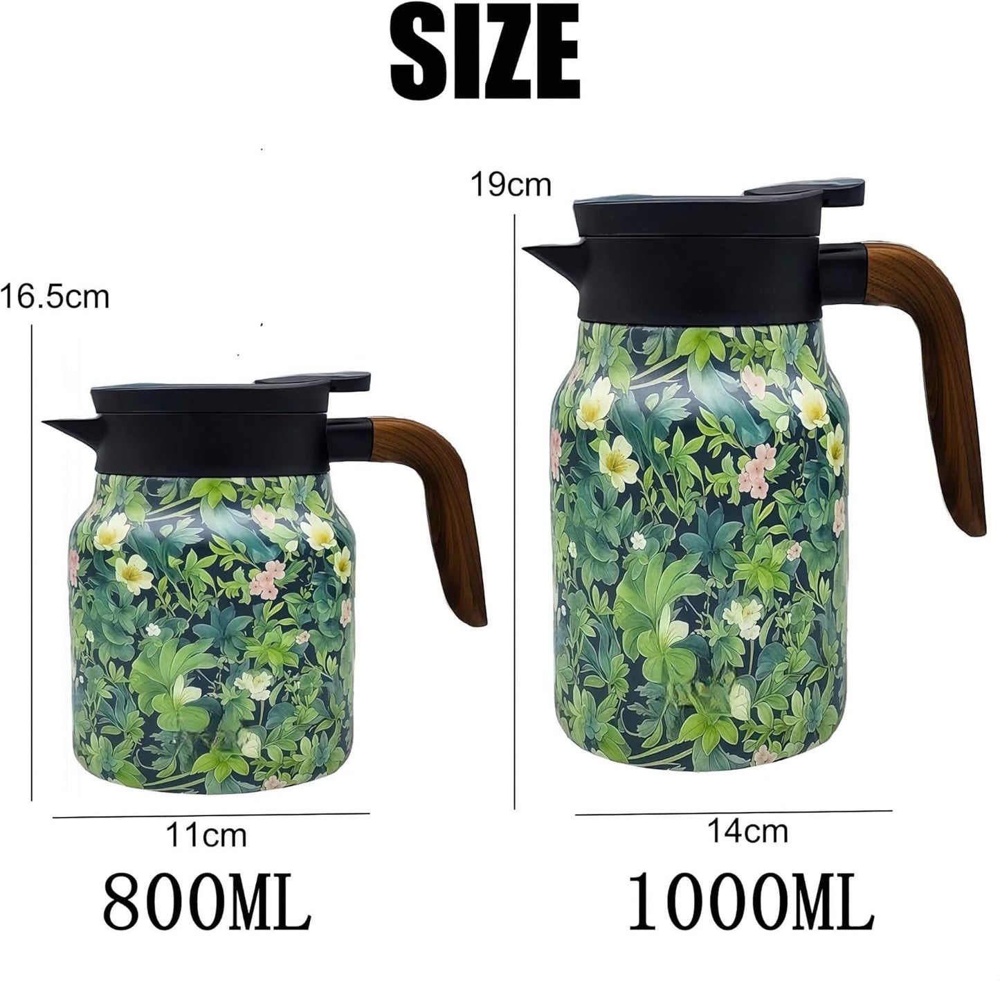 1000ML Stainless Steel Tea Pot with Vintage Floral Pattern, Built-in Infuser, Pressurized Water Dispensing, Long-lasting Heat Retention - Ideal for Brewing Tea