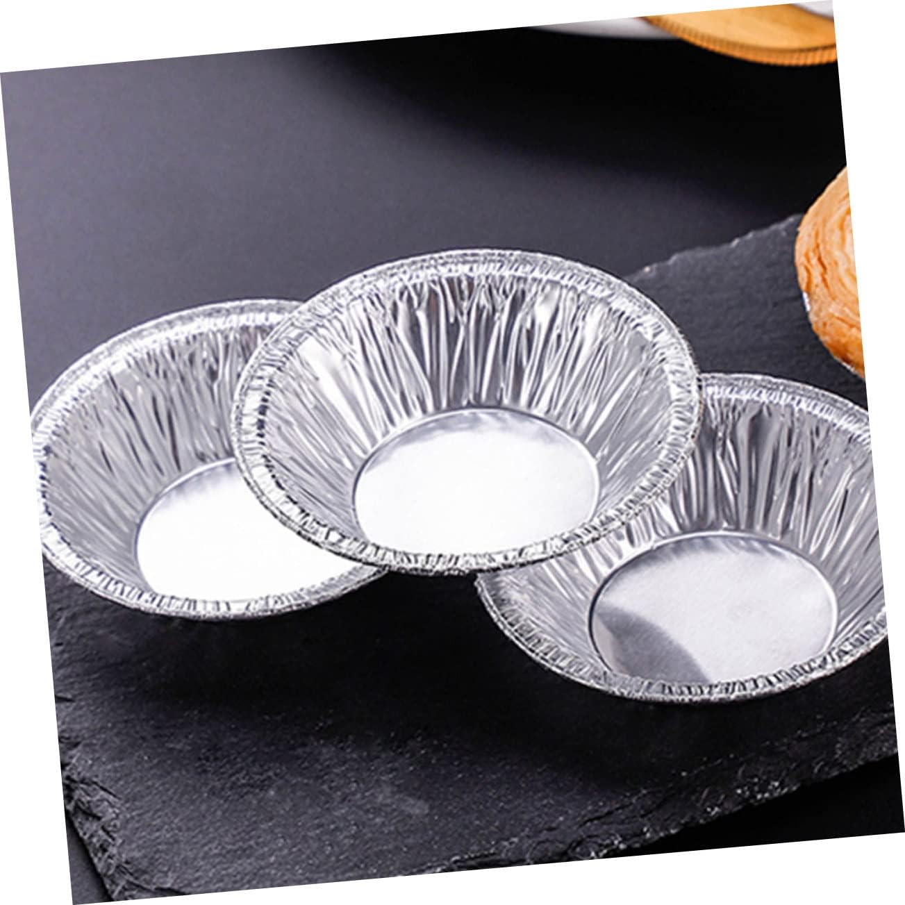 100pc Non-Stick Foil Tartlet Baking Trays for Egg Tarts - Easy to Use and Clean Pie Cases by WATIIFUFU