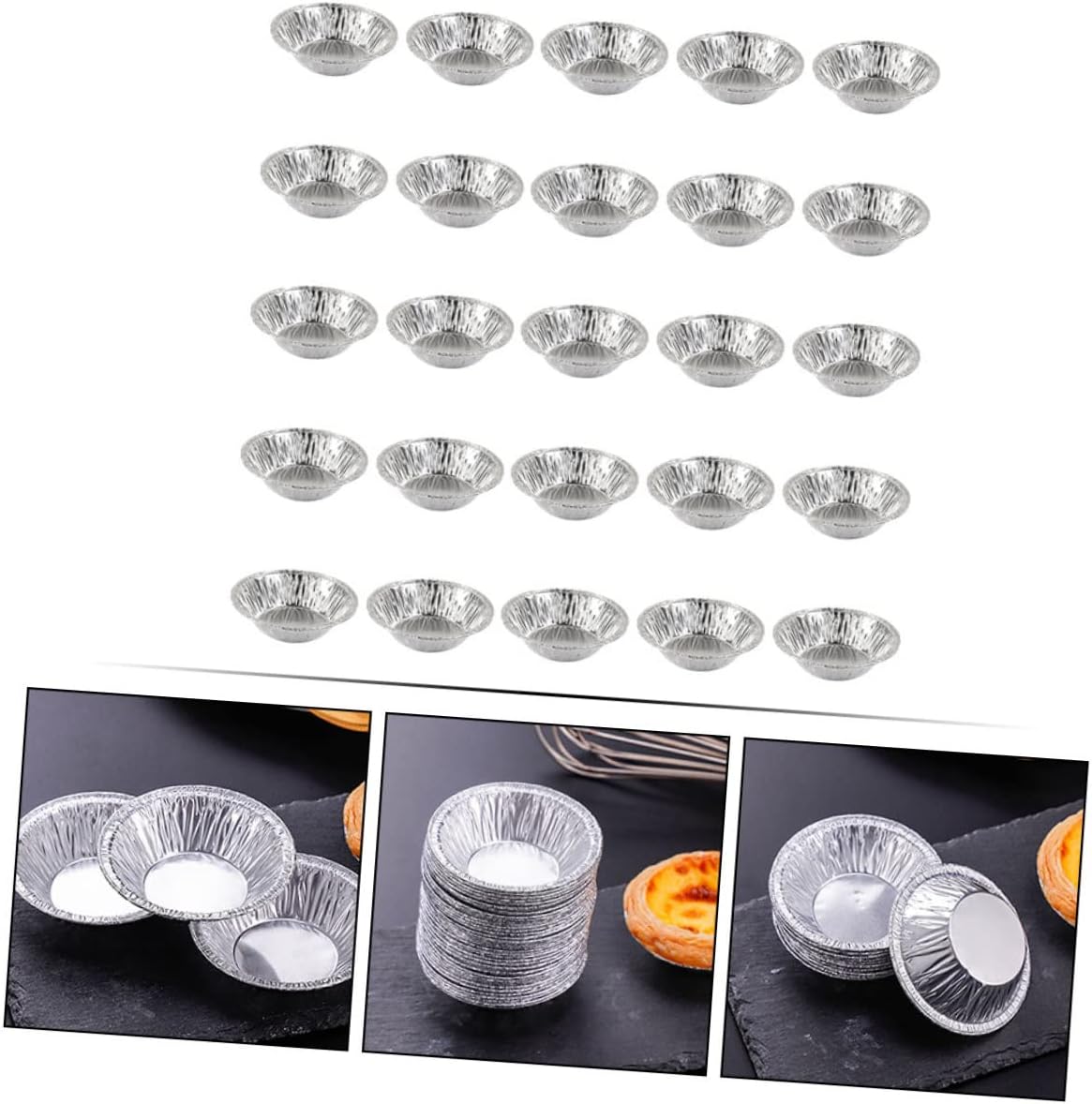 100pc Non-Stick Foil Tartlet Baking Trays for Egg Tarts - Easy to Use and Clean Pie Cases by WATIIFUFU
