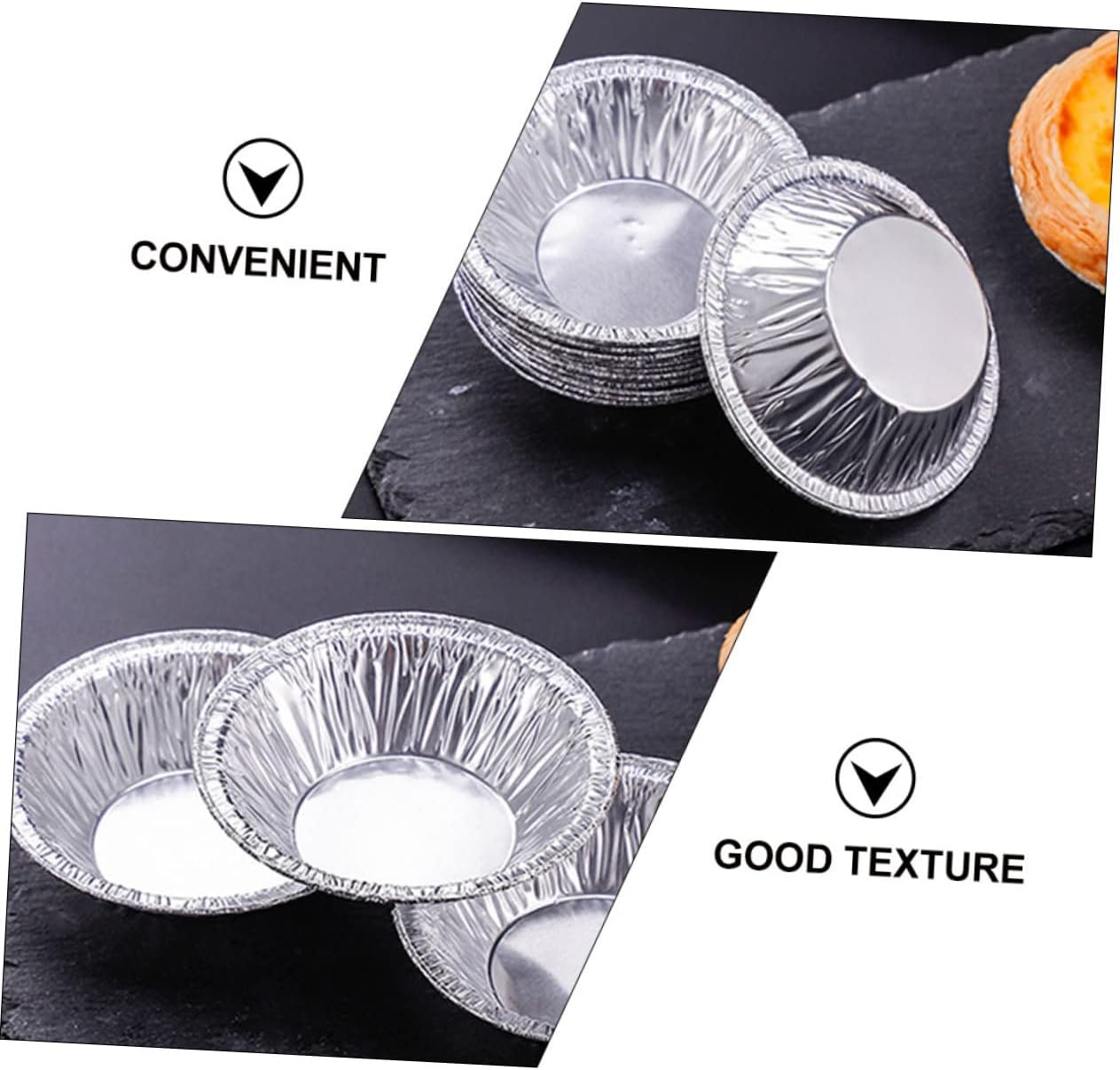 100pc Non-Stick Foil Tartlet Baking Trays for Egg Tarts - Easy to Use and Clean Pie Cases by WATIIFUFU