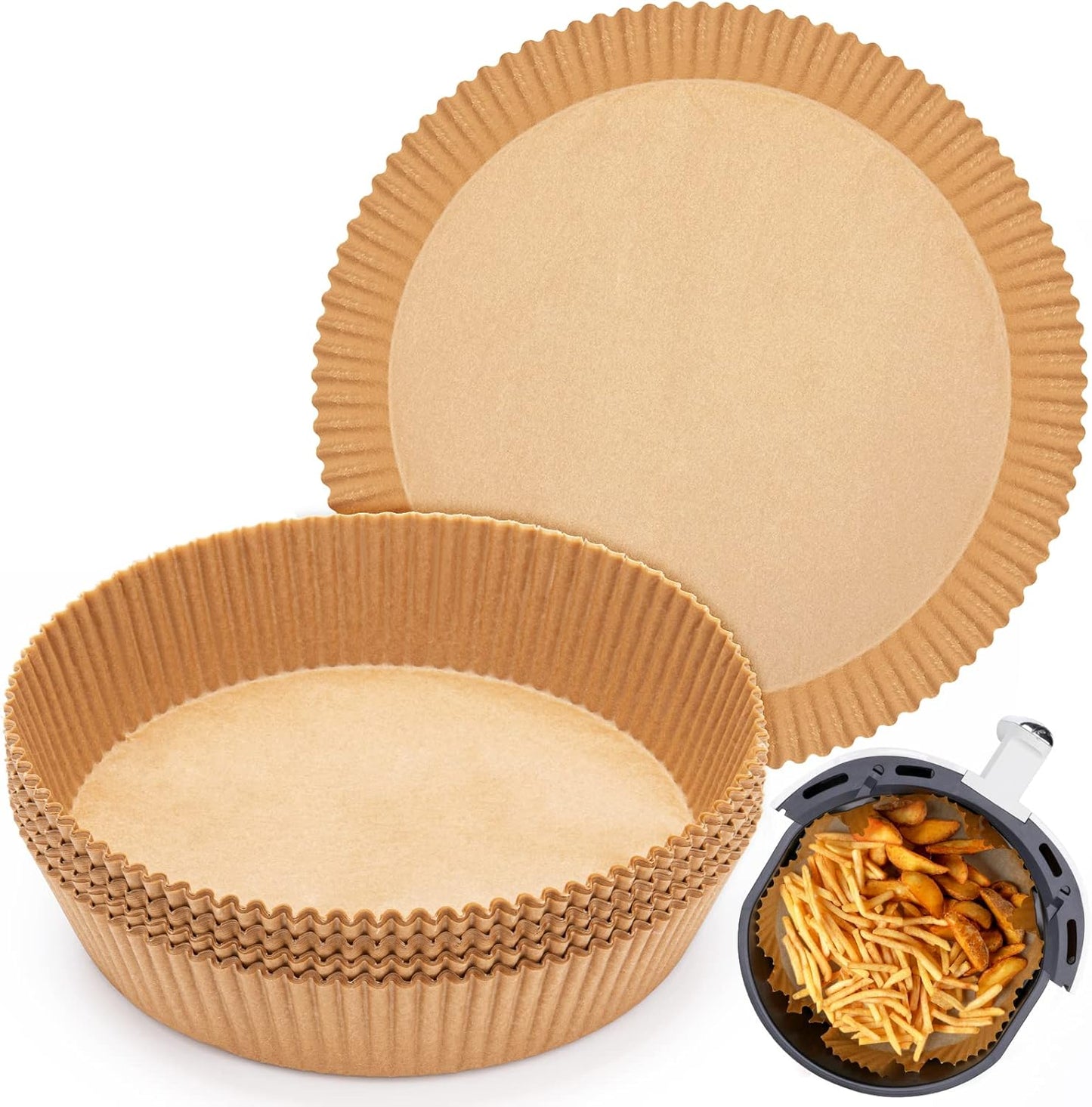 100pcs 7.9" Non-Stick Air Fryer Parchment Paper Liners - Food Grade, Oil-Proof Baking Paper for Roasting & Microwave - Zojicif