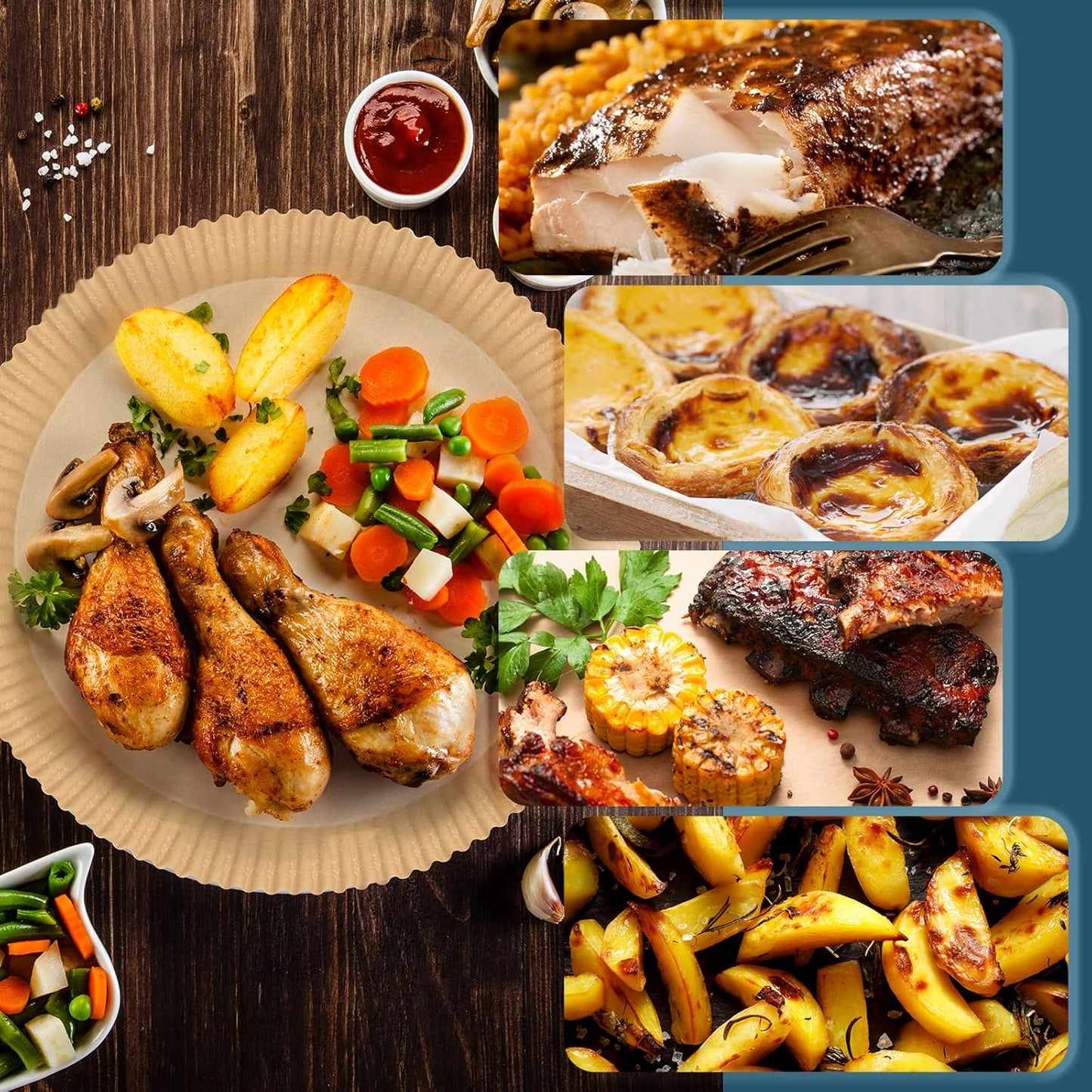 100pcs 7.9" Non-Stick Air Fryer Parchment Paper Liners - Food Grade, Oil-Proof Baking Paper for Roasting & Microwave - Zojicif