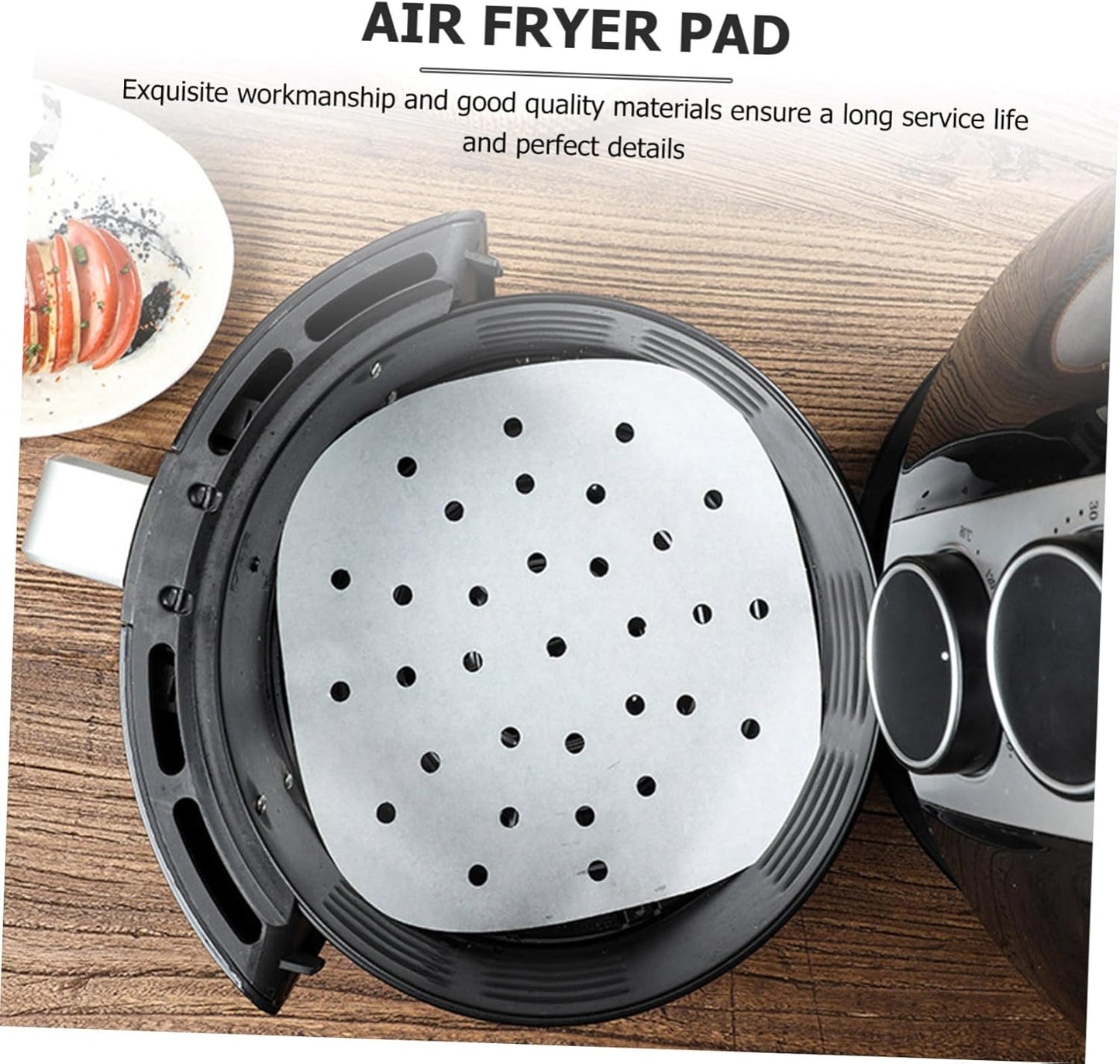 100pcs Air Fryer Paper Liners for Toaster Oven, Convection Oven, Replacement Tray, Accessories Pan, Cookbook - White