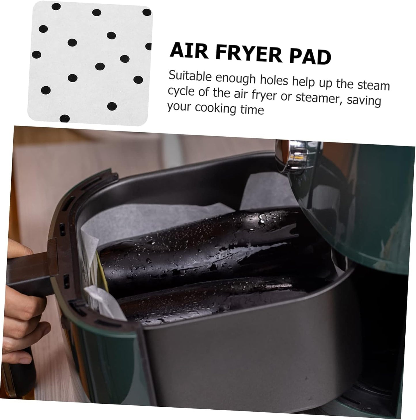 100pcs Air Fryer Paper Liners for Toaster Oven, Convection Oven, Replacement Tray, Accessories Pan, Cookbook - White