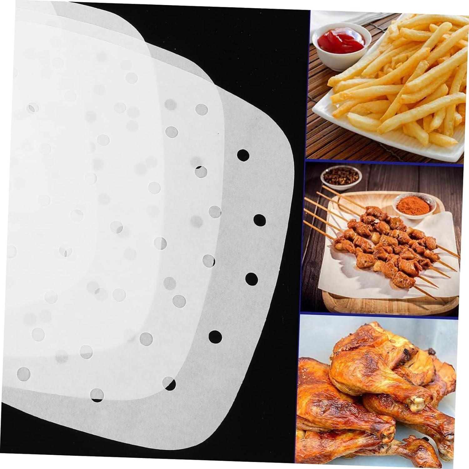 100pcs Air Fryer Paper Liners for Toaster Oven, Convection Oven, Replacement Tray, Accessories Pan, Cookbook - White