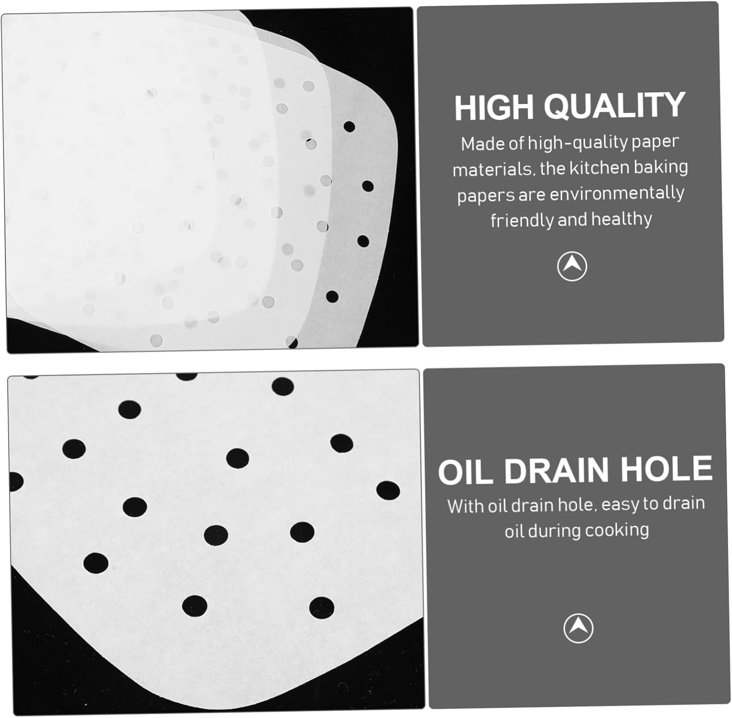 100pcs Air Fryer Paper Liners for Toaster Oven, Convection Oven, Replacement Tray, Accessories Pan, Cookbook - White