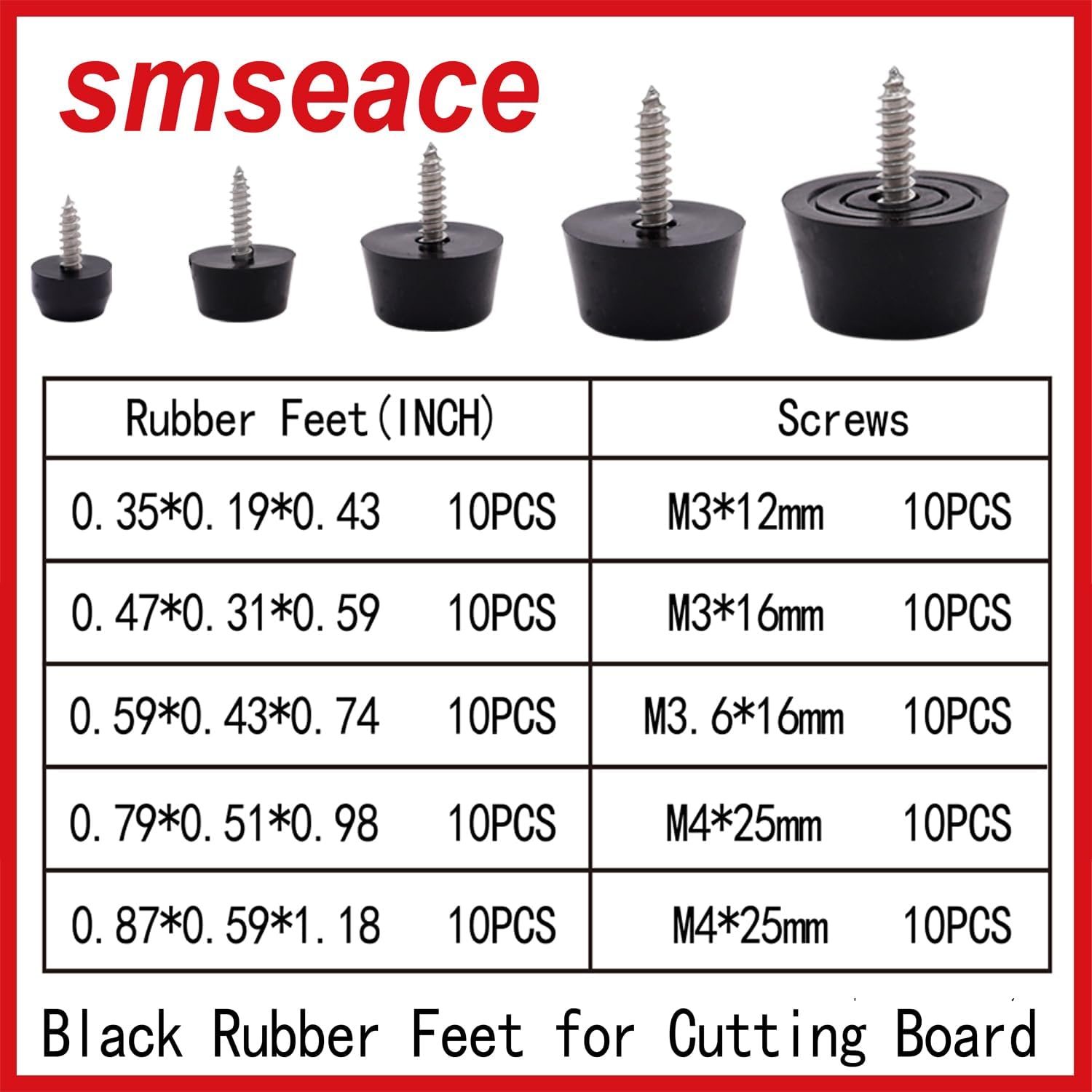 100PCS Rubber Feet Set with Stainless Steel Gasket & Screws - Non-Slip for Cutting Boards, Furniture, Electronics, Tables