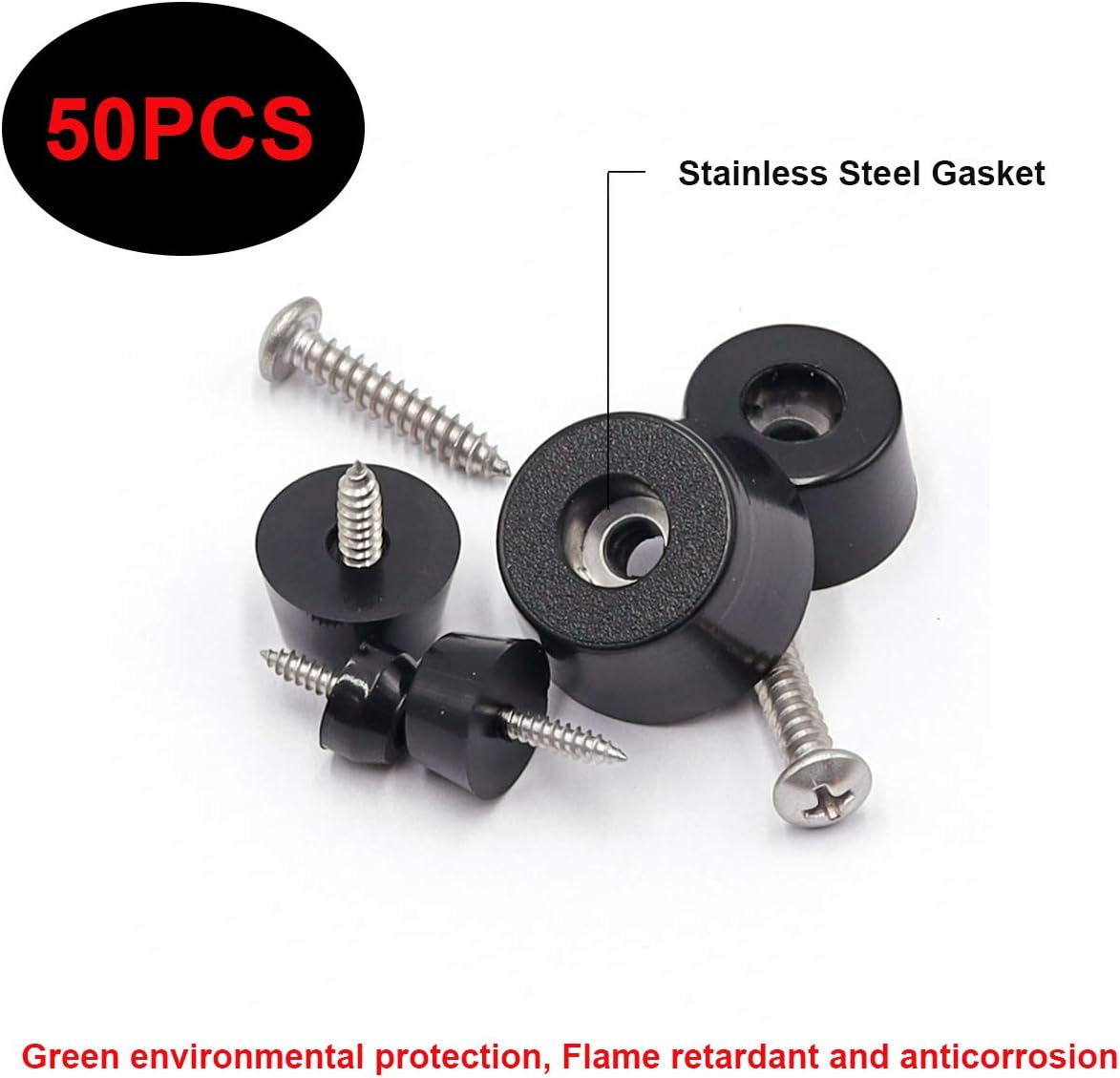100PCS Rubber Feet Set with Stainless Steel Gasket & Screws - Non-Slip for Cutting Boards, Furniture, Electronics, Tables
