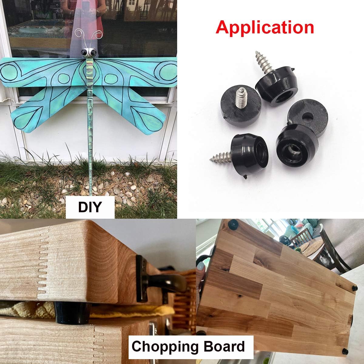 100PCS Rubber Feet Set with Stainless Steel Gasket & Screws - Non-Slip for Cutting Boards, Furniture, Electronics, Tables