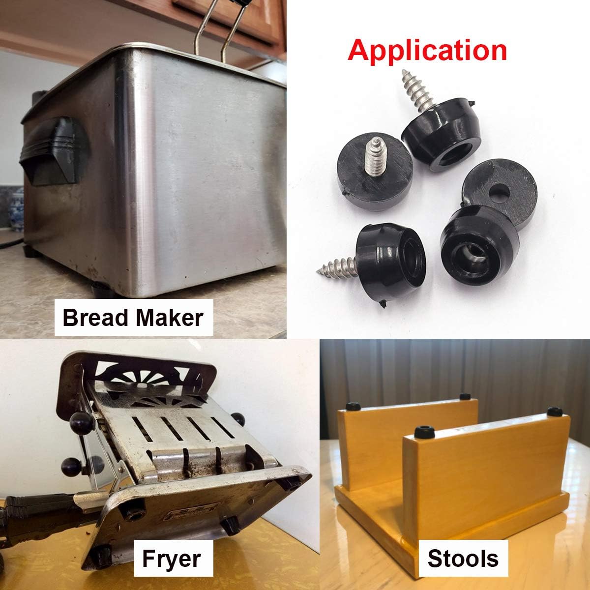100PCS Rubber Feet Set with Stainless Steel Gasket & Screws - Non-Slip for Cutting Boards, Furniture, Electronics, Tables