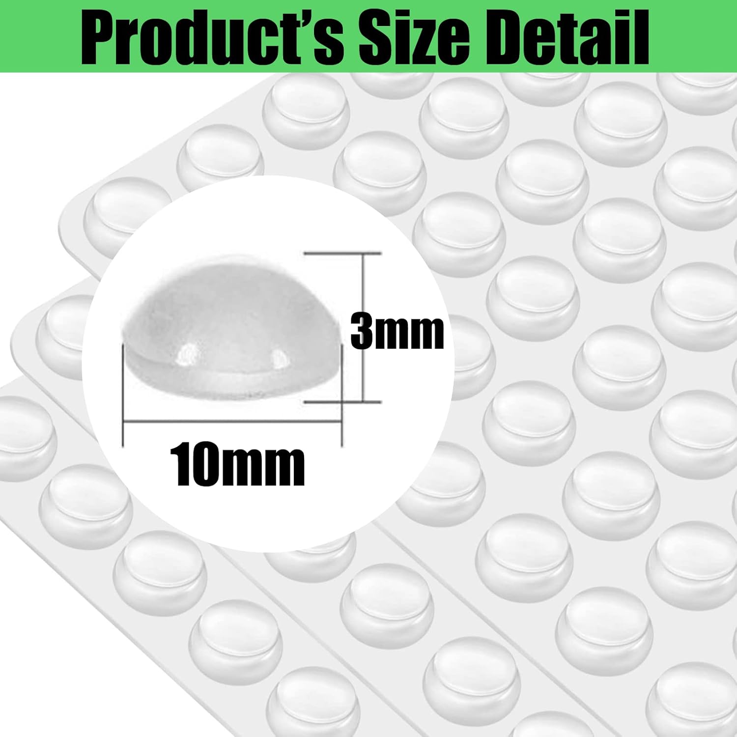 100PCS TCPENG® Clear Rubber Feet Adhesive Pads for Furniture - Non-Slip Cabinet Stoppers, Self-Adhesive Dots for Door Furniture