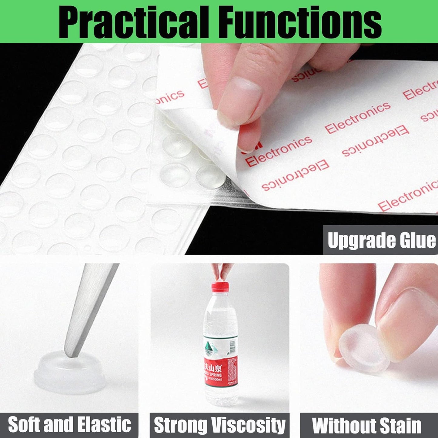100PCS TCPENG® Clear Rubber Feet Adhesive Pads for Furniture - Non-Slip Cabinet Stoppers, Self-Adhesive Dots for Door Furniture