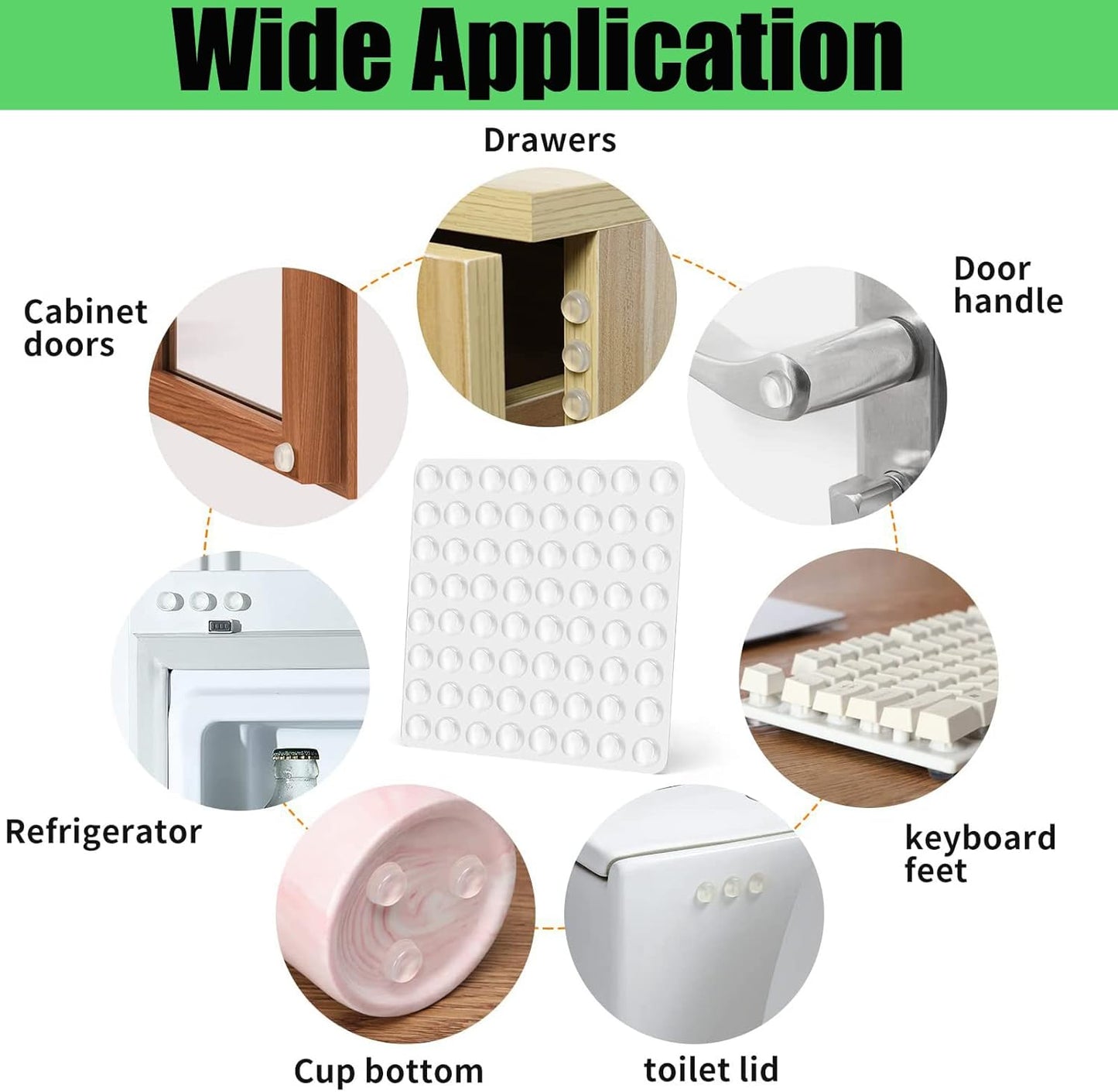 100PCS TCPENG® Clear Rubber Feet Adhesive Pads for Furniture - Non-Slip Cabinet Stoppers, Self-Adhesive Dots for Door Furniture