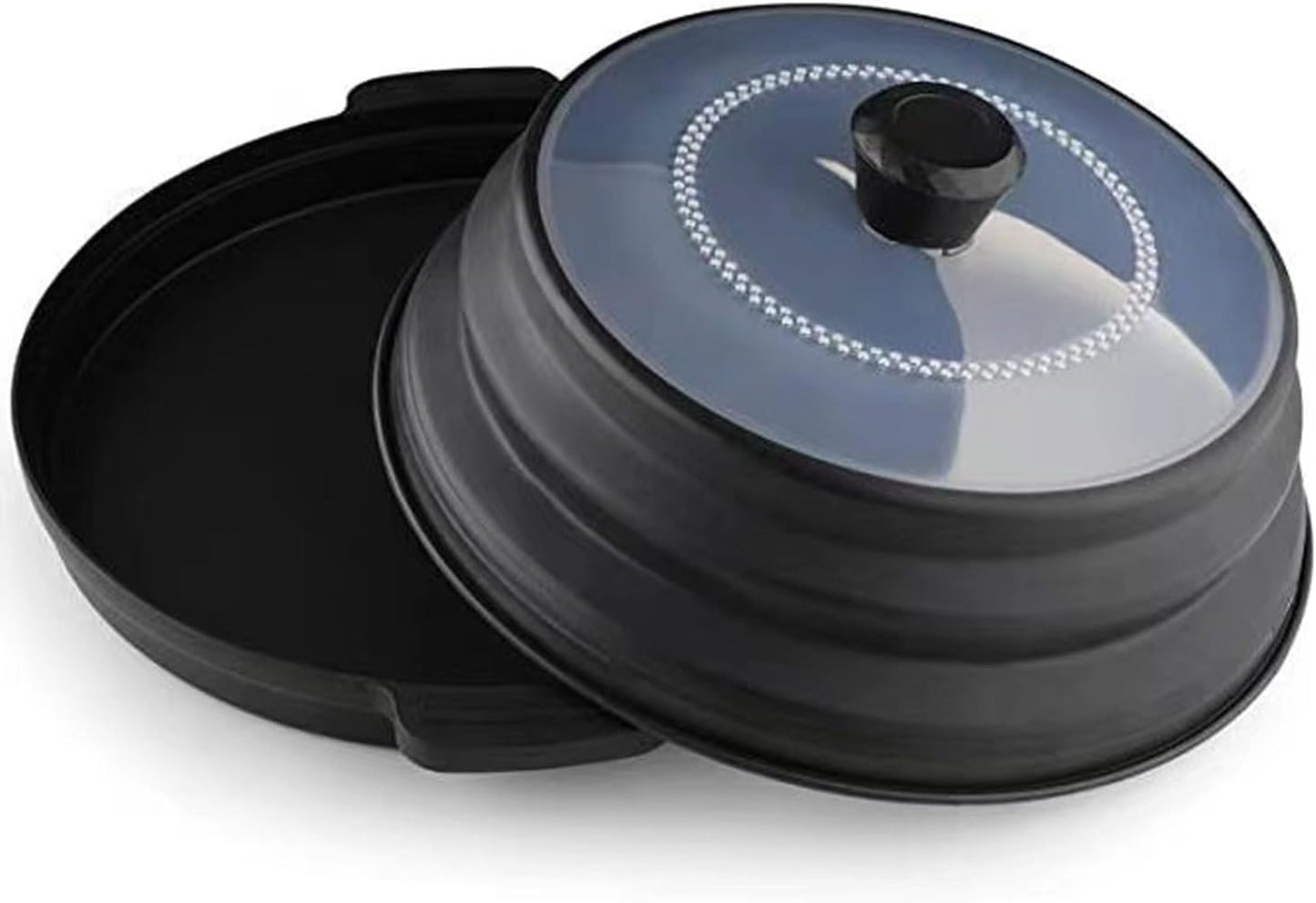 10.2 Inch Collapsible Microwave Plate Cover with Steam Vent & Silicone Mats - Dishwasher-safe Kitchen Gadget for Fruit & Vegetables (Gray)