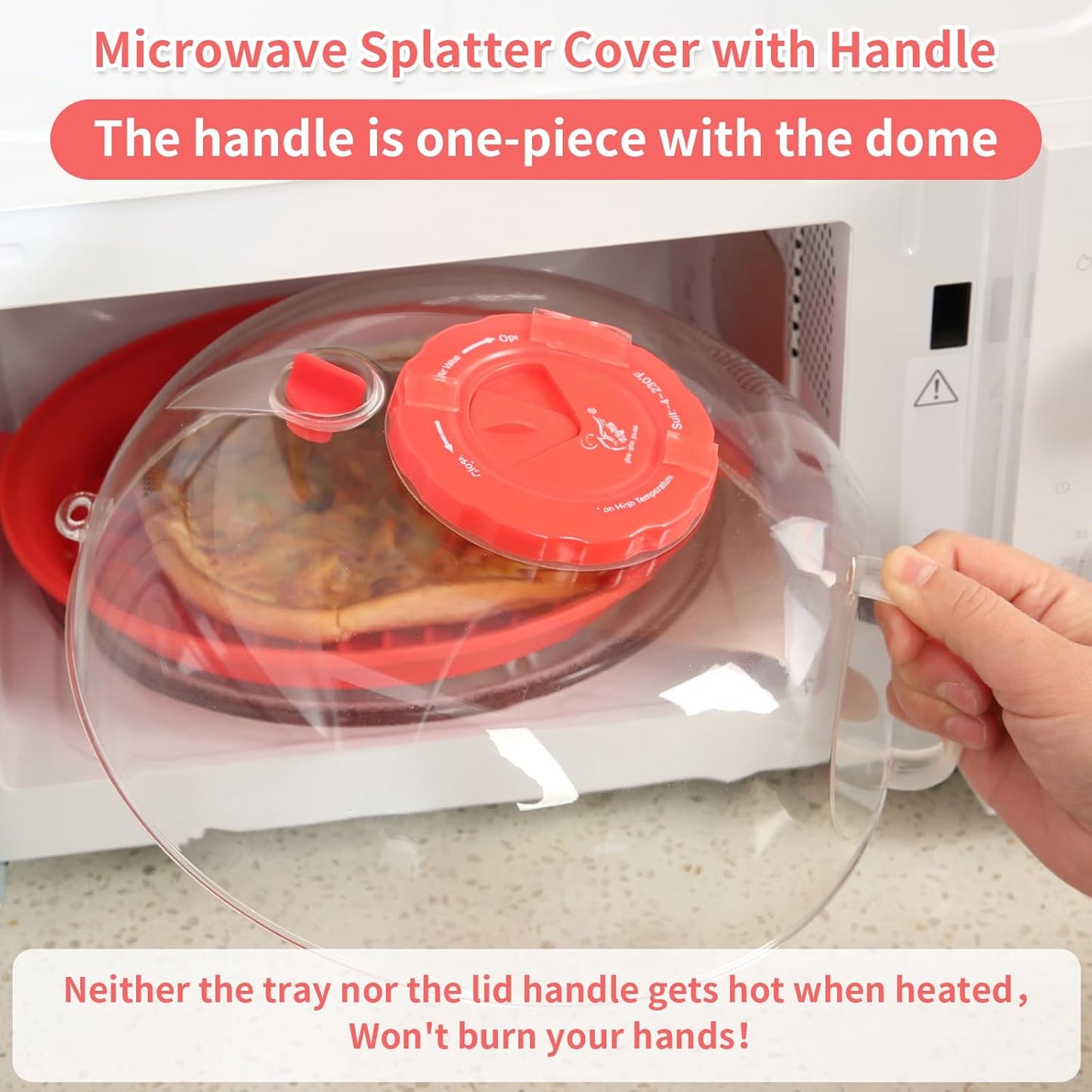 10.2 Inch Microwave Splatter Cover with Water Steamer - Clear Splash Guard Cooker Lid for Food Serving