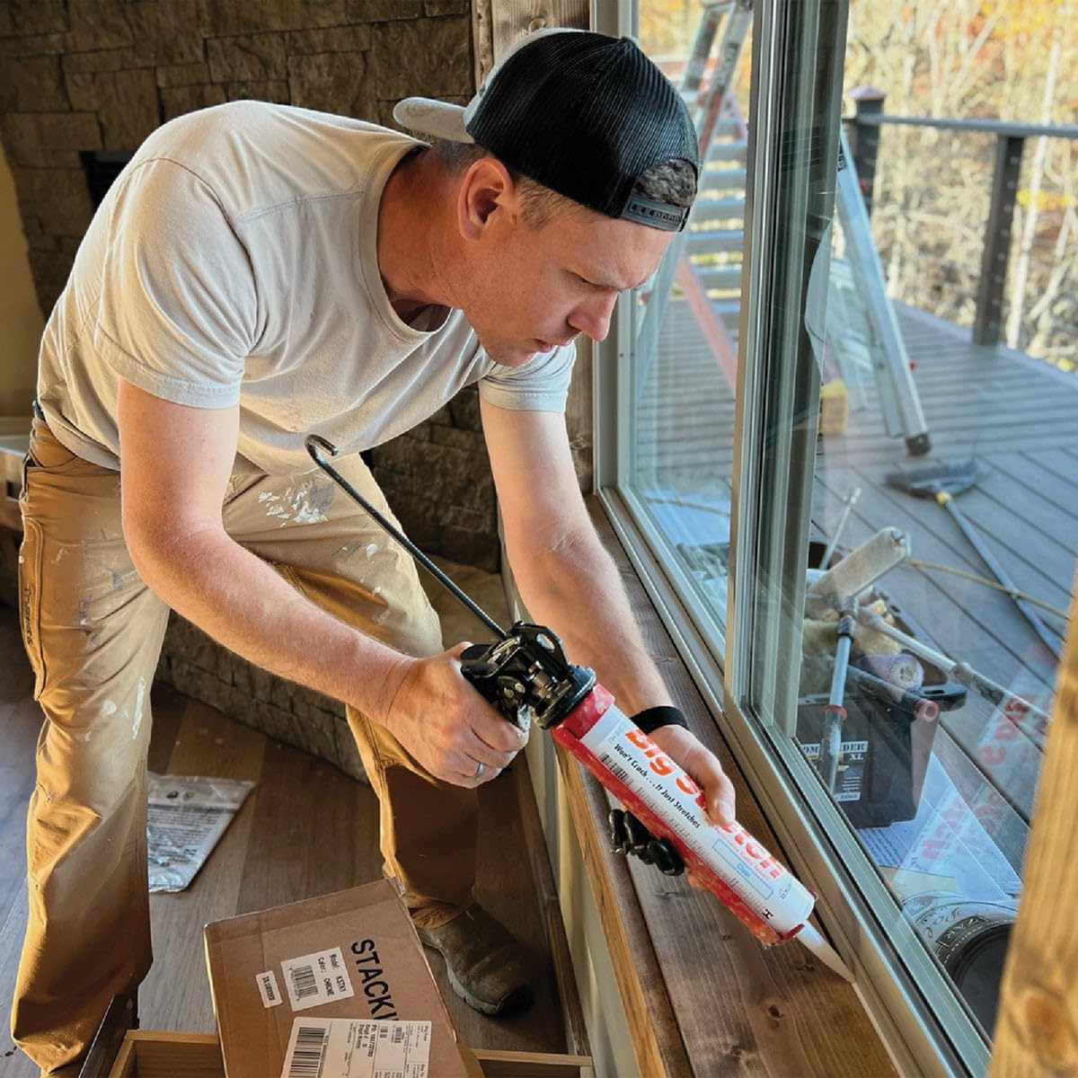 10.5 oz Tan Sashco Big Stretch Acrylic Latex Caulking Sealant - High Performance Formula (10014)