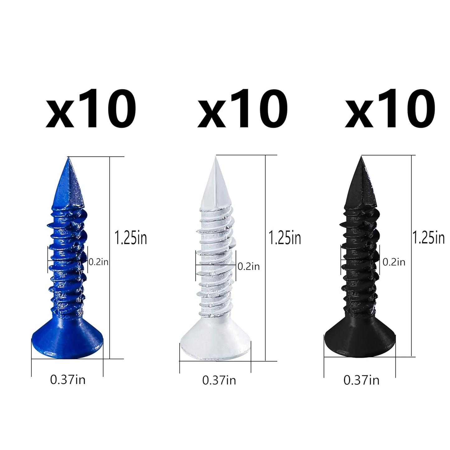 105-Piece Concrete Screw Anchor Kit for Masonry, Block, Brick Stucco - 3/16" Blue/Black/White Flat Head Set by Wensilon