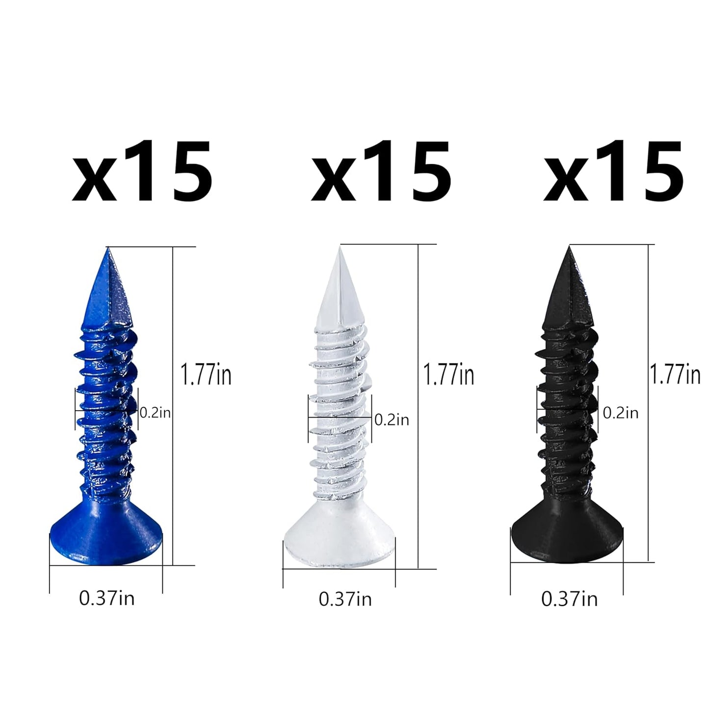 105-Piece Concrete Screw Anchor Kit for Masonry, Block, Brick Stucco - 3/16" Blue/Black/White Flat Head Set by Wensilon