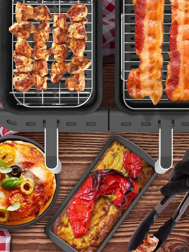 106-Piece Air Fryer Accessories Set with 304 Stainless Steel Steam Rack, Silicone Pad, and Baking Pan - Multifunctional Grilling Rack for 3.7QT to 4.2QT Double Basket Air Fryer by ZHAZHAMO