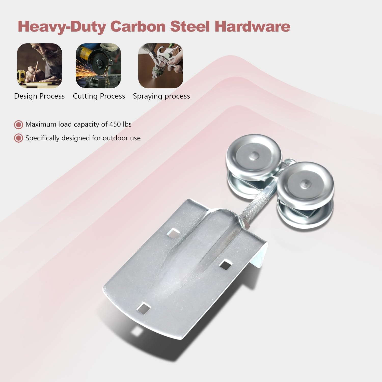 10FT Heavy Duty Galvanized Steel Exterior Sliding Barn Door Hardware Kit - 450 lbs Capacity - Outdoor Kit - Fits 2 Doors up to 60in Wide - WildKart