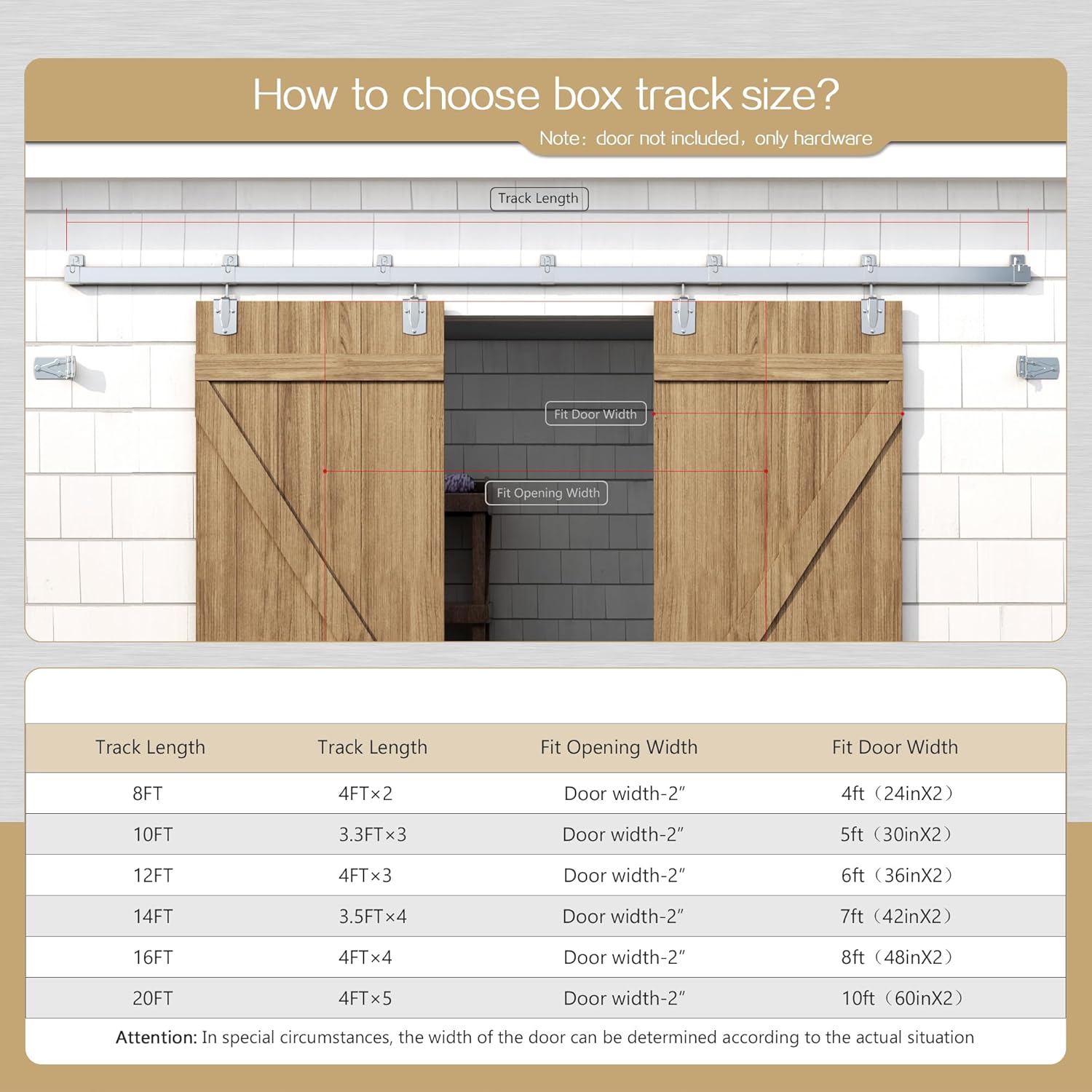 10FT Heavy Duty Galvanized Steel Exterior Sliding Barn Door Hardware Kit - 450 lbs Capacity - Outdoor Kit - Fits 2 Doors up to 60in Wide - WildKart