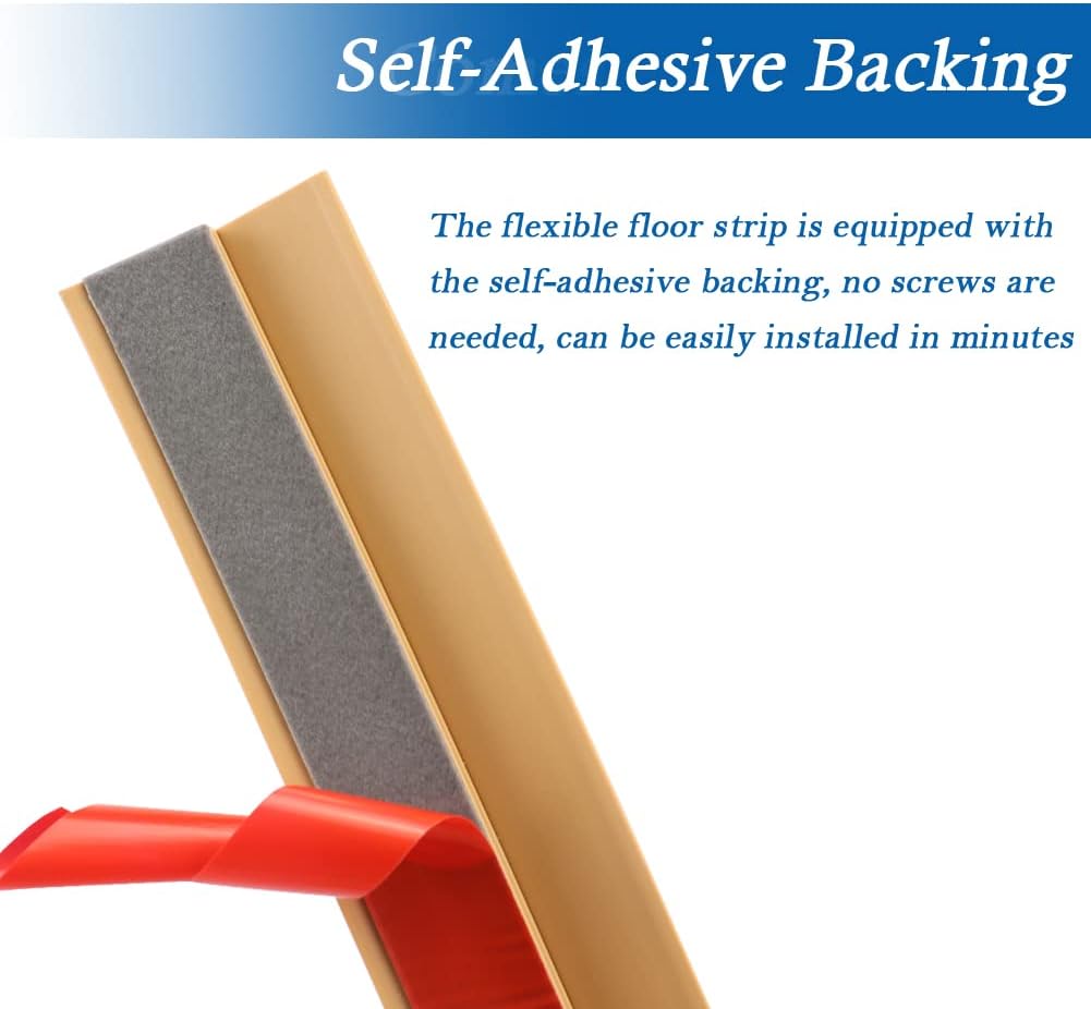 10Ft Self-Adhesive PVC Floor Transition Strip for Carpet & Flooring Edging Trim - Threshold Height < 5mm - Wood Grain Light Brown