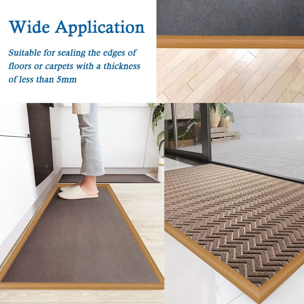 10Ft Self-Adhesive PVC Floor Transition Strip for Carpet & Flooring Edging Trim - Threshold Height < 5mm - Wood Grain Light Brown