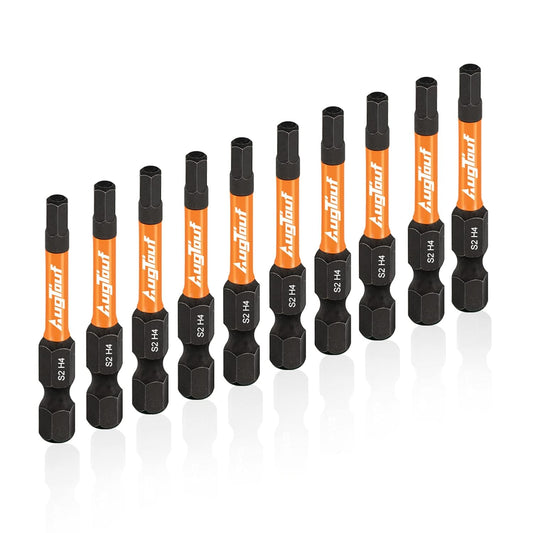 10pc 4mm S2 Steel Impact Hex Head Allen Wrench Drill Bits Set, 2" Long with Storage Box