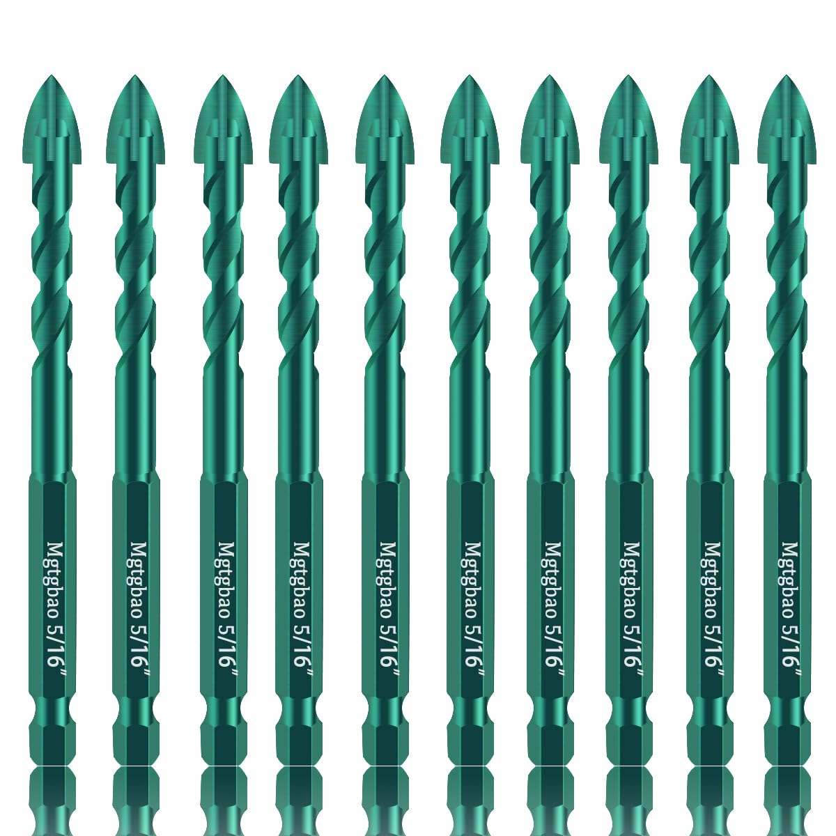 10pc 5/16” Ceramic Tile Drill Bit Set for Tile, Brick, Plastic, Wood - Tungsten Carbide Tip - Ideal for Wall Mirrors - Masonry and Concrete Drill Bits