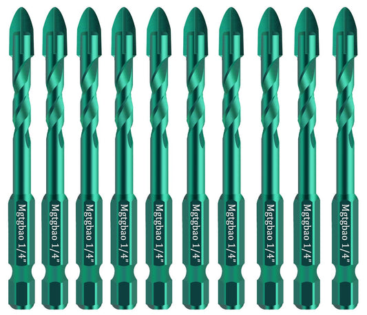 10PC 6mm Tungsten Carbide Masonry Drill Bit Set for Tile, Brick, Plastic, Wood - Ideal for Wall Mirror and Ceramic Tile Installation