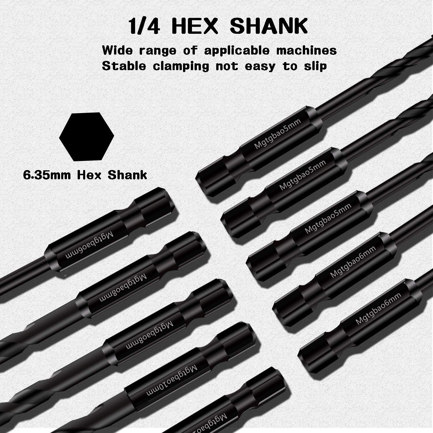 10PC Masonry Drill Bits Set - Tungsten Carbide Tip for Tile, Brick, Plastic, Wood - Ideal for Wall Mirror, Ceramic Tile - Sizes 5mm to 12mm
