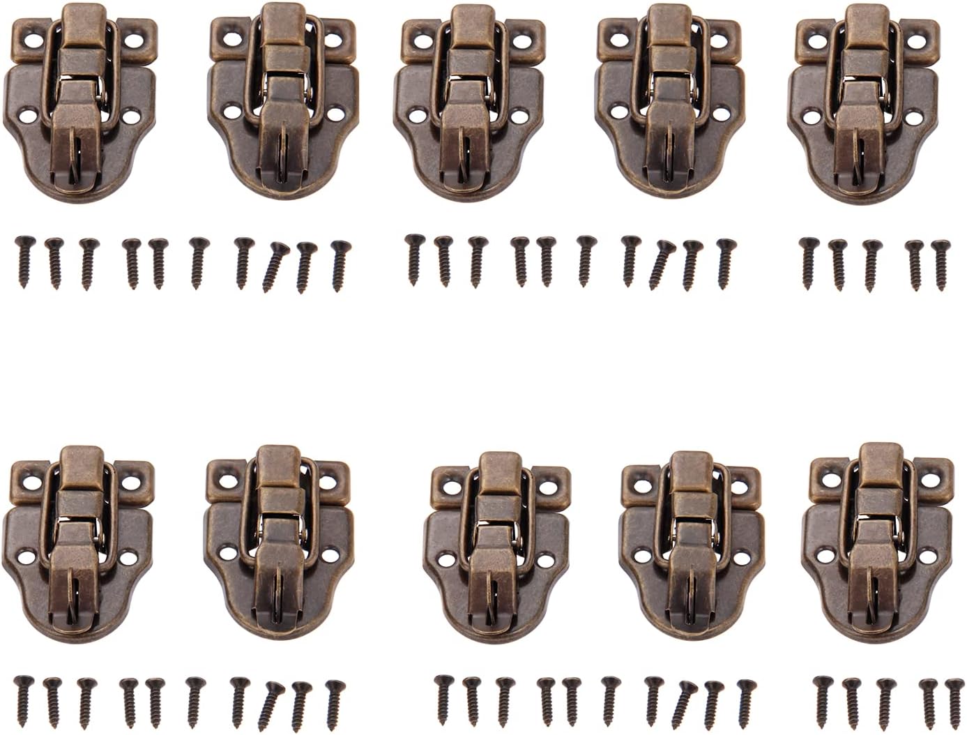 10Pcs Antique Bronze Retro Style Box Toggle Latch with Padlock Hole for Wooden Case - 59x40mm