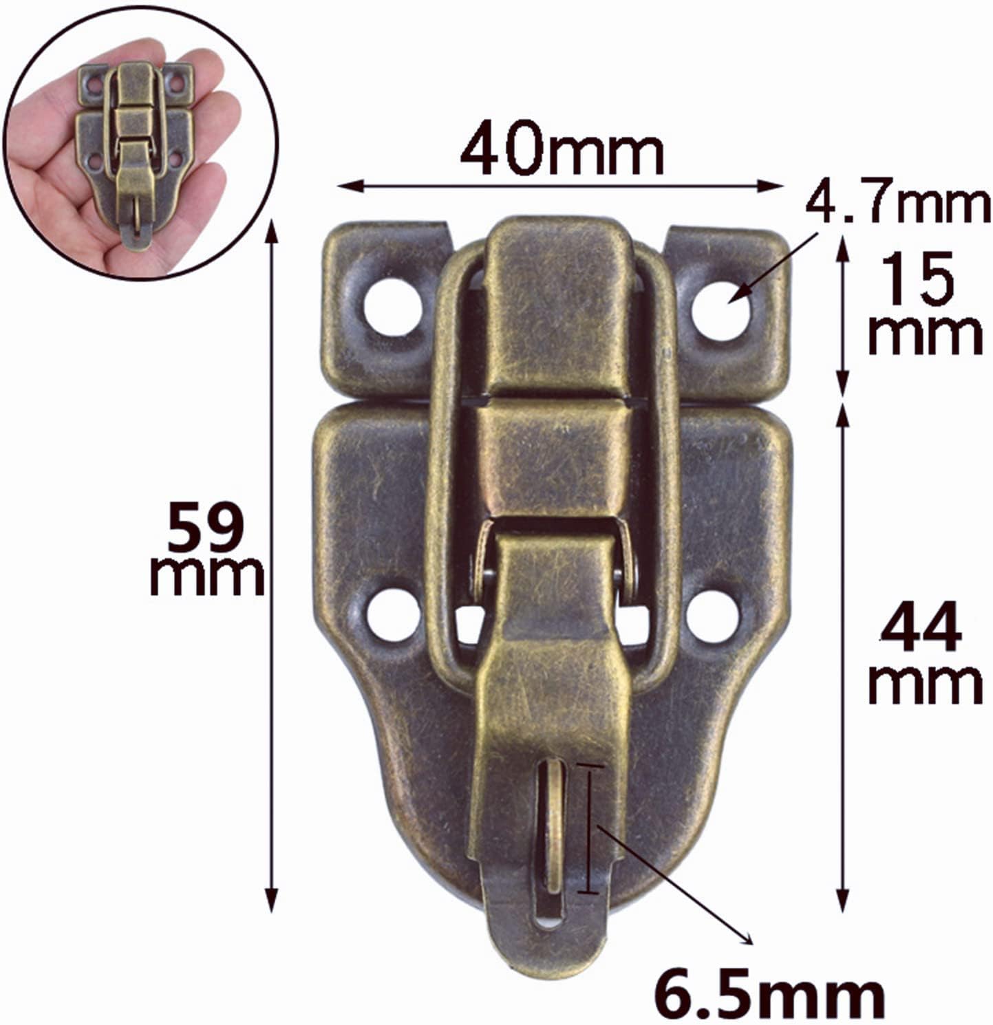 10Pcs Antique Bronze Retro Style Box Toggle Latch with Padlock Hole for Wooden Case - 59x40mm