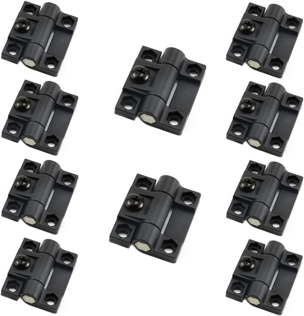 10PCS Black Plastic Adjustable Torque Hinge with 4 Countersunk Holes - 43mmx36mm - Adjustable Position Control Door Hinges