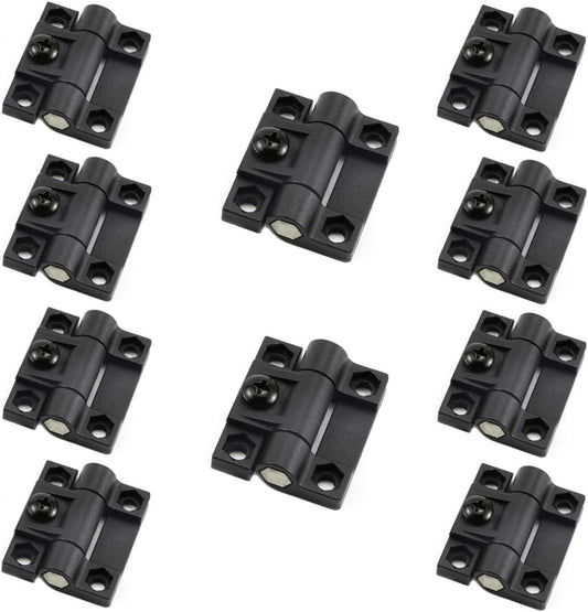 10PCS Black Plastic Adjustable Torque Hinge with 4 Countersunk Holes - 43mmx36mm - Adjustable Position Control Door Hinges