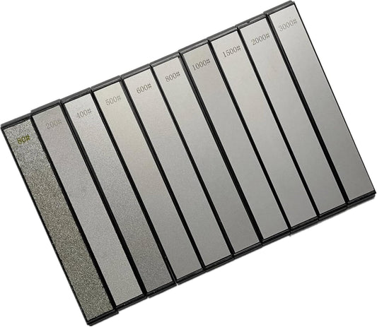 10Pcs Diamond Knife Sharpening Stones Set - 80-3000 Grit Whetstones with Non-Slip Base, Ruixin Sharpener Compatible