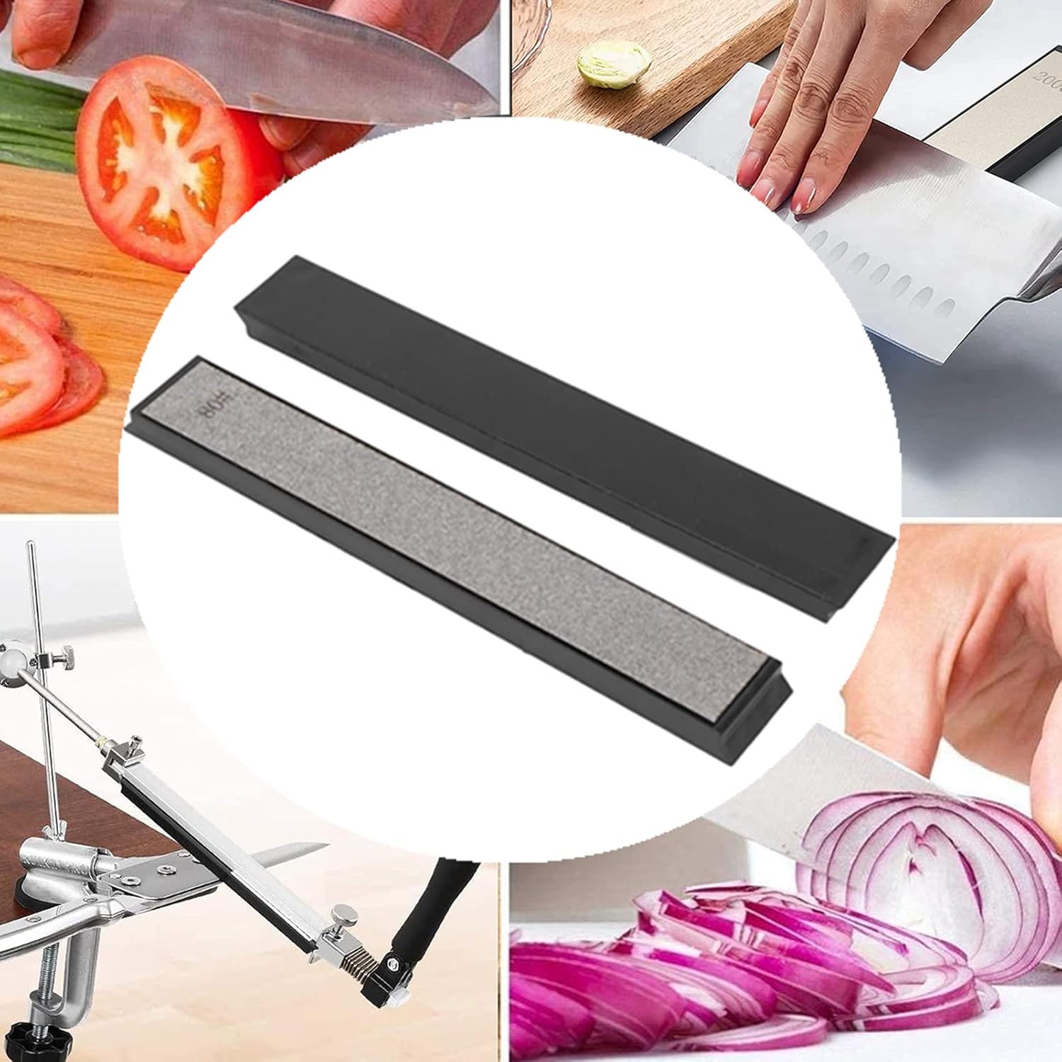 10Pcs Diamond Knife Sharpening Stones Set - 80-3000 Grit Whetstones with Non-Slip Base, Ruixin Sharpener Compatible
